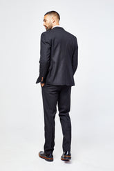 Max - Black Three Piece Suit with Contrast Buttons
